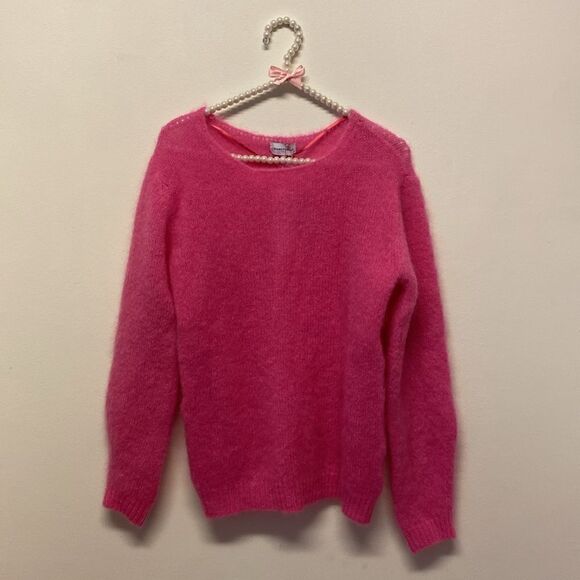 NWT Bianco & Blu Luxury Yarn Kid Mohair Knit Pink Sweater ❤️ - Picture 6 of 6